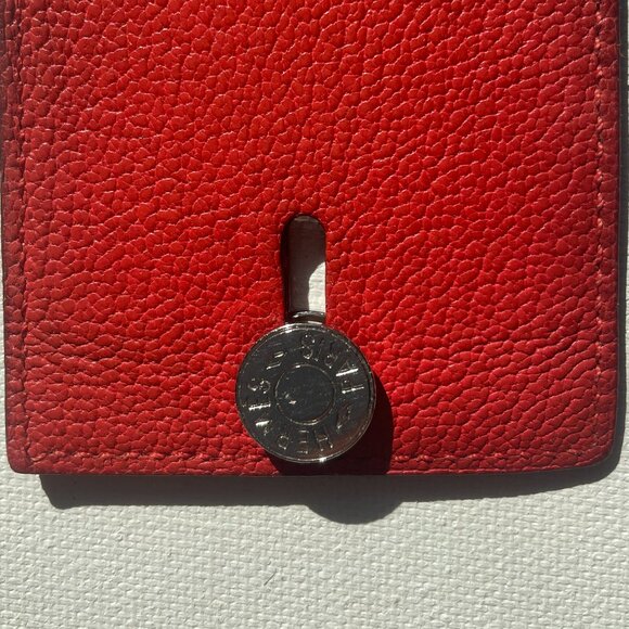 Hermes Chevre Mysore Diabolo Card Holder Case Rouge Tomate - Picture 2 of 6
